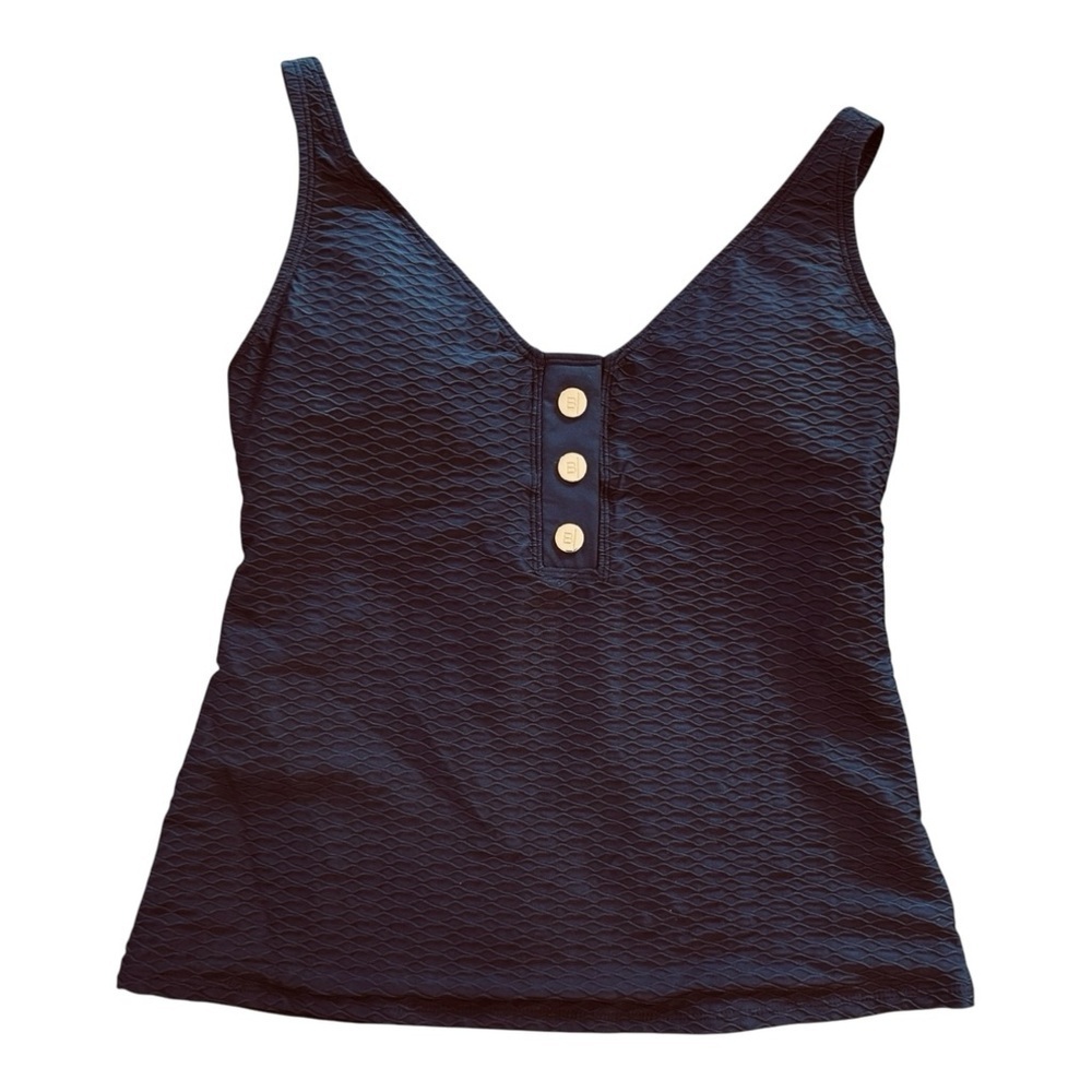 Bleu Rod Beattie Textured Tankini Top in Black NWT